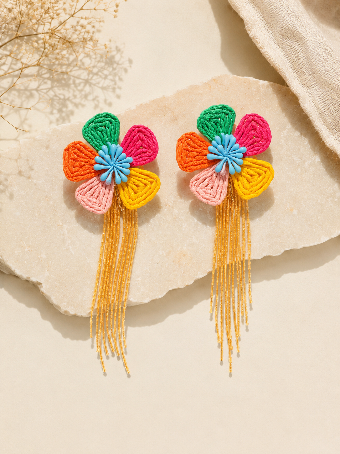 Tropical Bloom Tassel Earrings