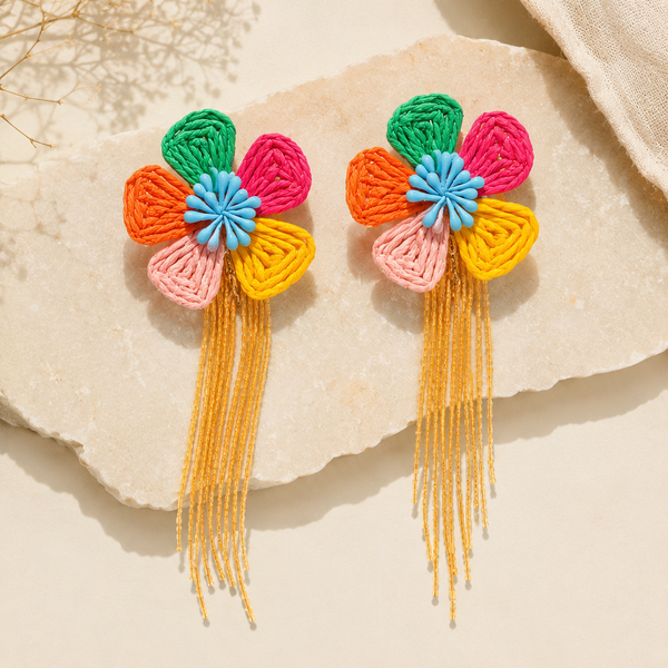 Tropical Bloom Tassel Earrings